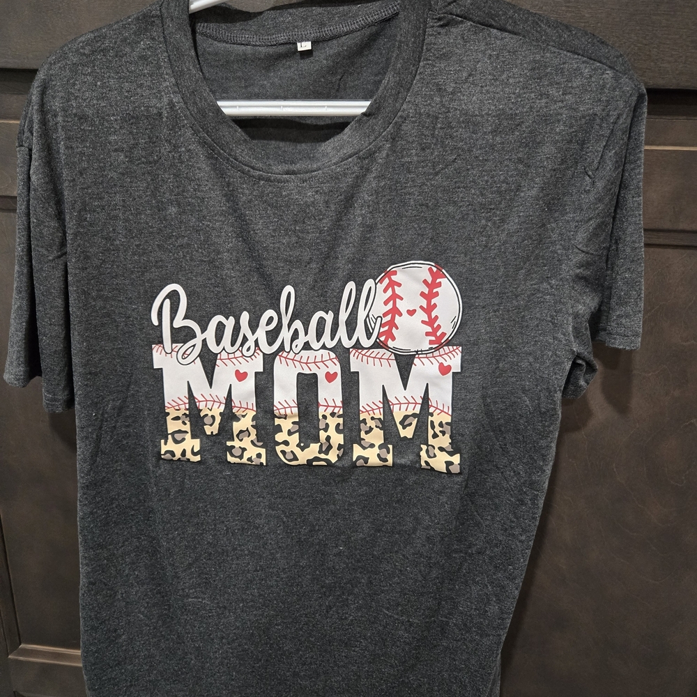 Baseball Mom Graphic Kids T-Shirt - Gray